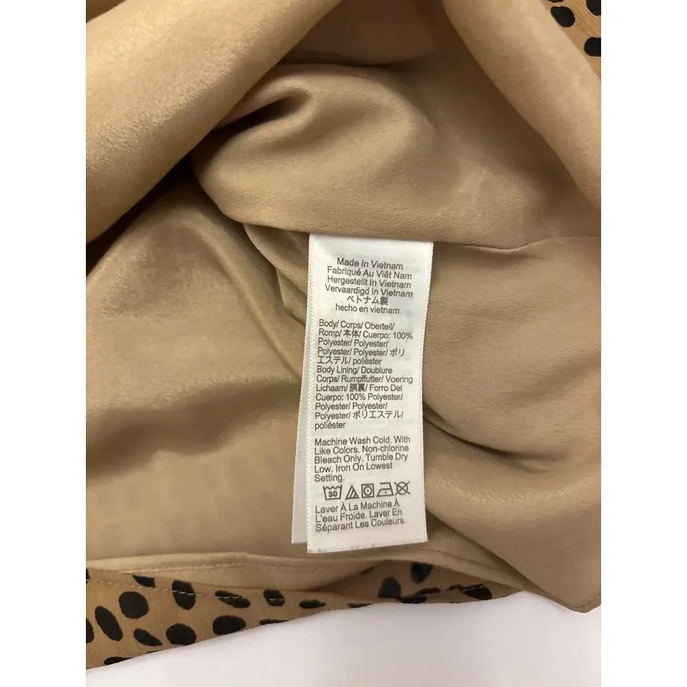 J.Crew Women's M Leopard Animal Print Ruffle V Neck Long Sleeve Blouse